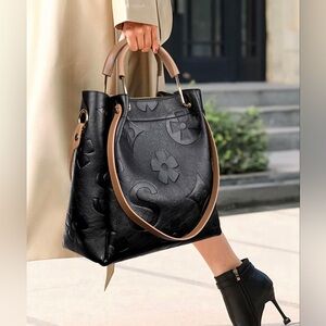 Chic Black Embossed Tote Bag